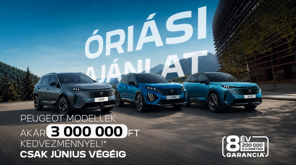 Peugeot modellek akár 3 000 000 Ft kedvezménnyel!