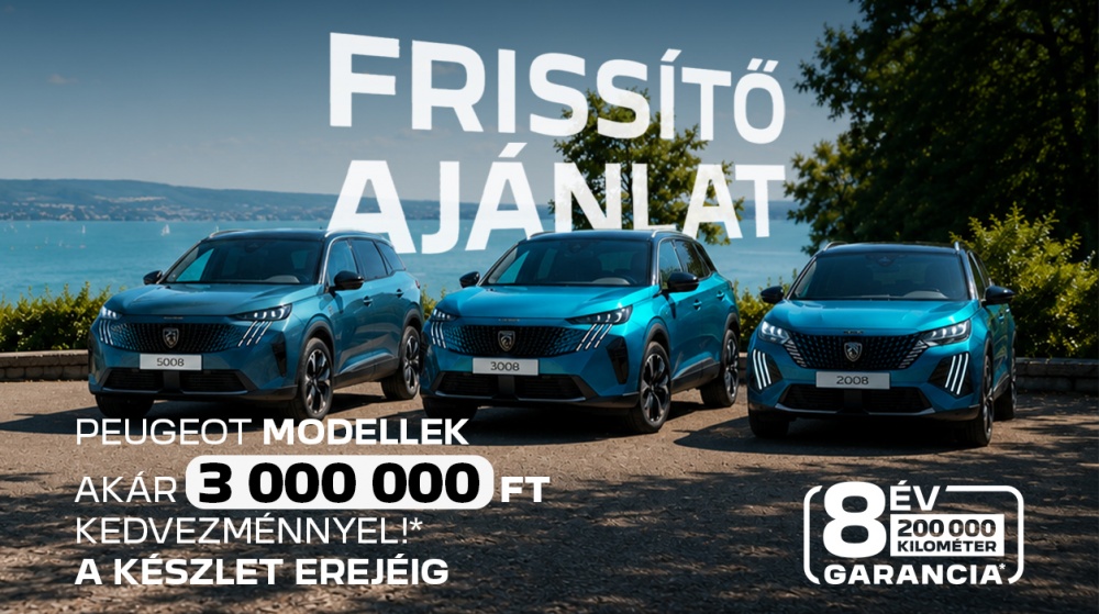 Peugeot modellek akár 3 000 000 Ft kedvezménnyel!