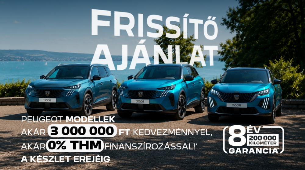 Peugeot modellek akár 3 000 000 Ft kedvezménnyel!
