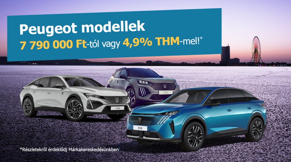 Peugeot modellek 7 790 000 Ft-tól vagy 4,9% THM finanszírozással!